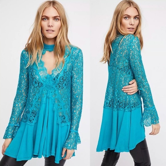 Free People Tops - Free People Secret Origins Pieced Lace Tunic M